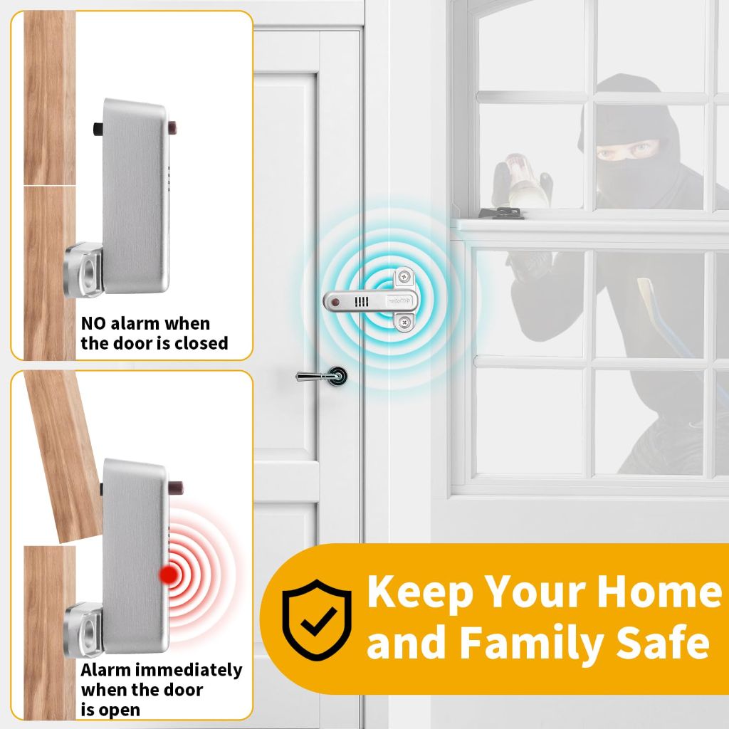 Home Security Door Reinforced Lock with Alarm, Premium Security for Children and Seniors, Easy Installation, Front Door Protection