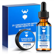 MistySprite - Beard Growth Oil & Beard Balm Kit - 2X Concentration Biotin for Men (Sandalwood)