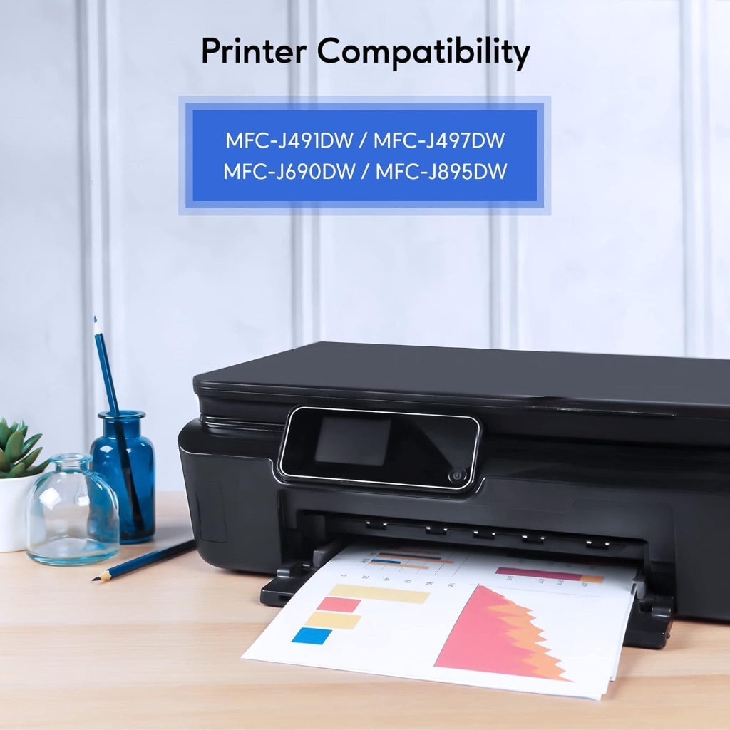 LC3013 High Yield Compatible Ink Cartridge Replacement for Brother LC3013 Ink Cartridges (Black, Cyan, Magenta, Yellow)