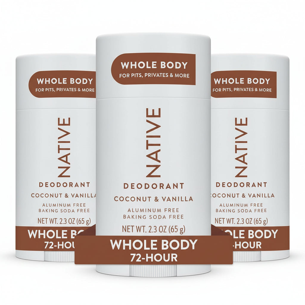 Native Whole Body Deodorant Stick Contains Naturally Derived Ingredients  Deodorant for Men and Women | 72 Hour Odor Protection  Aluminum Free with Co - 3Pk
