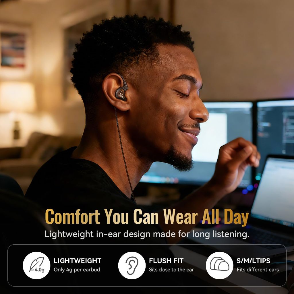 Kinglucky HiFi Wired IEM Earbuds, in-Ear Monitor Headphones for Gaming & Music