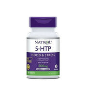 Natrol 5-HTP Time Release tablets  Promotes a Calm Relaxed Mood  Helps Maintain a Positive Outlook  Enables Production of Serotonin  Drug-Free  Controlled Release  Maximum Strength  200mg  60 Count