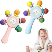 Baby Sensory & Teething Rattle, Food Grade BPA-Free, for Ages 0-36 Months - 2 Pack (Pink & Blue)
