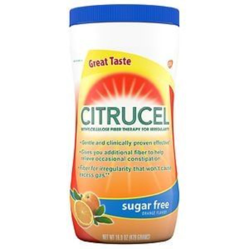 Citrucel Sugar Free Methylcellulose Fiber Therapy Powder  Orange  16.9 Oz