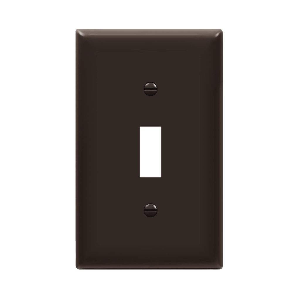 ENERLITES Toggle Light Switch Wall Plate, Gloss Finish, Size 1-Gang 4.50" x 2.76", Unbreakable Polycarbonate Thermoplastic, 8811-BR, Brown, Standard