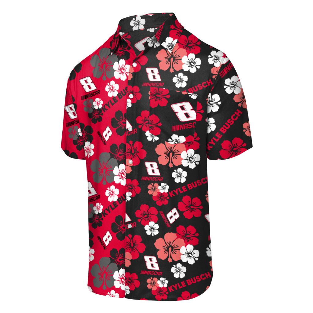 SZ XL, FOCO NASCAR Kyle Busch Mens Split Color Floral Button Up