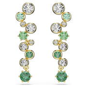 Swarovski Constella Gold Tone Plated Green & White Crystal Drop Earrings 5732248