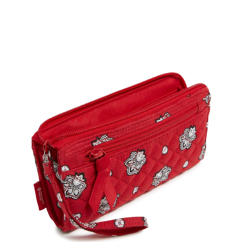 Vera Bradley Women's Cotton Nfl Front Zip Wristlet (Multiple Teams Available), Atlantafalconsonred/Silverbandana, One Size (Red)
