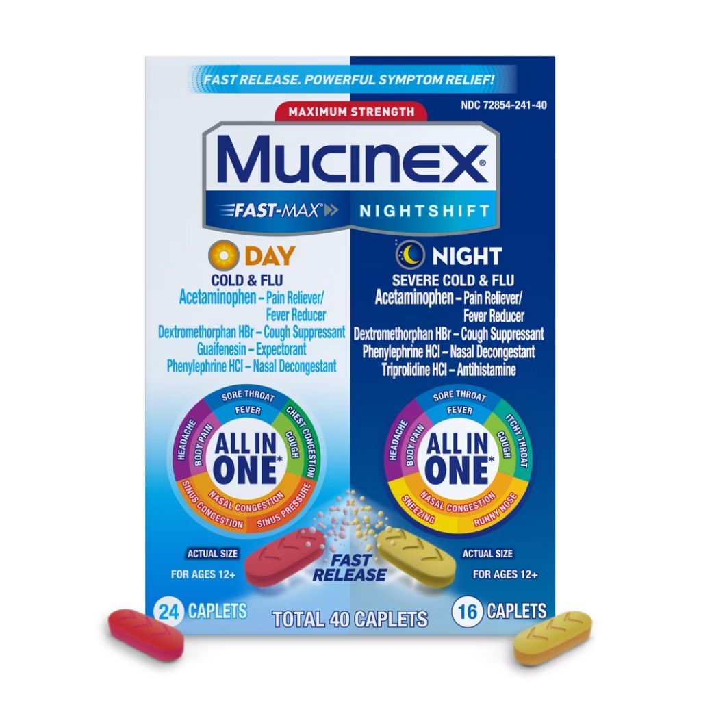 Mucinex Max Strength Day & Night Cold & Flu Medicine - 40 Tablets