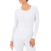 Fruit of The Loom Women's Micro Waffle Thermal Crew Top, White, Large