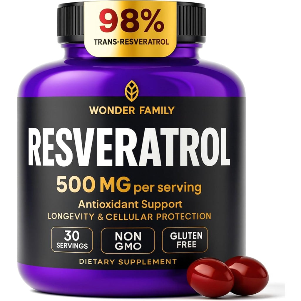 Resveratrol 500mg, 98% Trans Resveratrol 1000mg Organic Complex