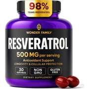 Resveratrol 500mg, 98% Trans Resveratrol 1000mg Organic Complex