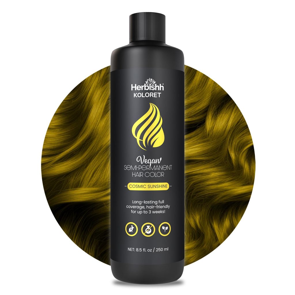 Herbishh Koloret Cosmic Sunshine Semi Permanent Hair Color Shampoo – Yellow Toning Wash, Vegan Hair Dye, 8.5 fl.oz