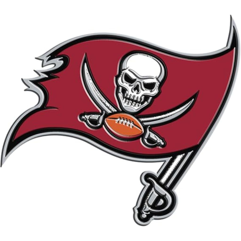 FANMATS NFL Embossed Color Emblem w/Adhesive Backing - Tampa Bay Buccaneers Pirate Flag Primary Logo (60473)
