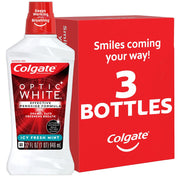 Colgate Optic White Advanced Teeth Whitening Mouthwash, 3 Pack,  ICY Fresh Mint, 32 Oz