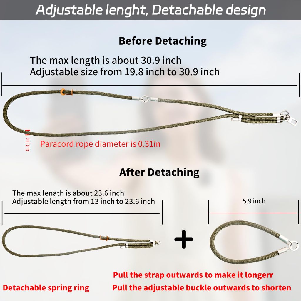CJCRQU 3-in-1 Detachable Mobile Phone Lanyard Adjustable Crossbody  -Light green