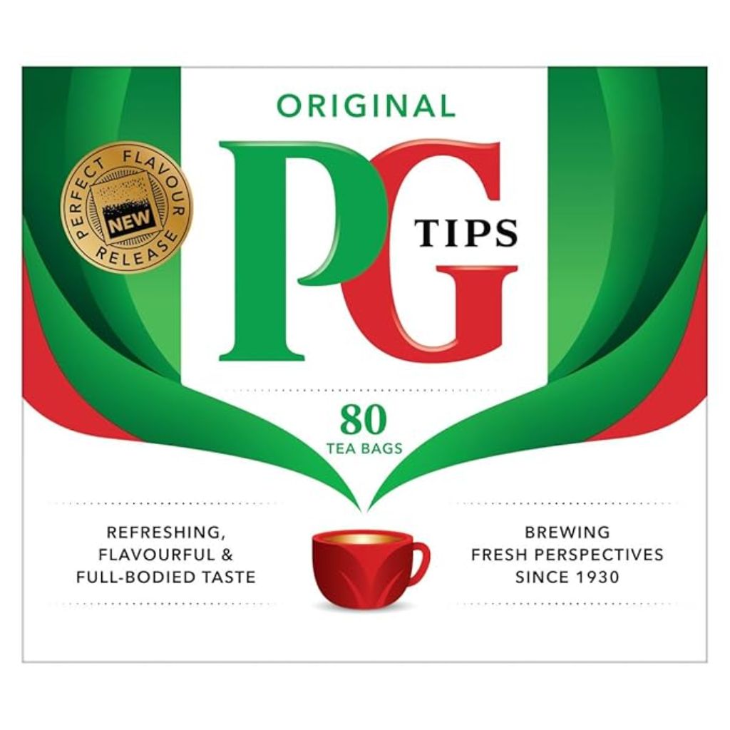 PG Tips Black Tea Bags Non-Pyramid, 80 Count (Pack of 1)