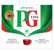 PG Tips Black Tea Bags Non-Pyramid, 80 Count (Pack of 1)