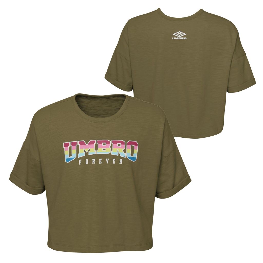 Umbro Girls Boxy Tee, Burnt Olive, L-14