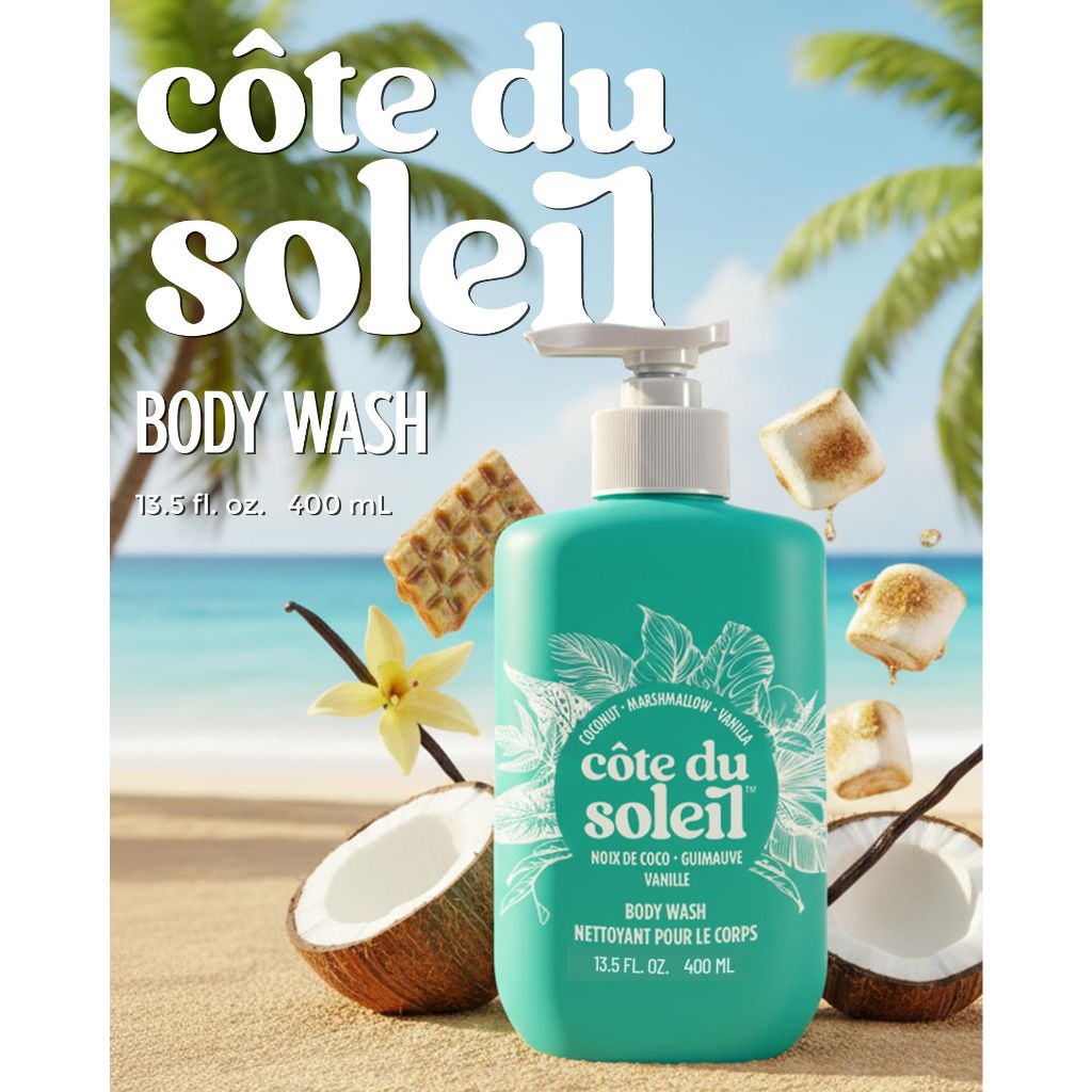 PB ParfumsBelcam Côte du Soleil Body Wash for Women – Sweet Beachy Scent with Coconut, Marshmallow & Vanilla – 13.5 fl. oz