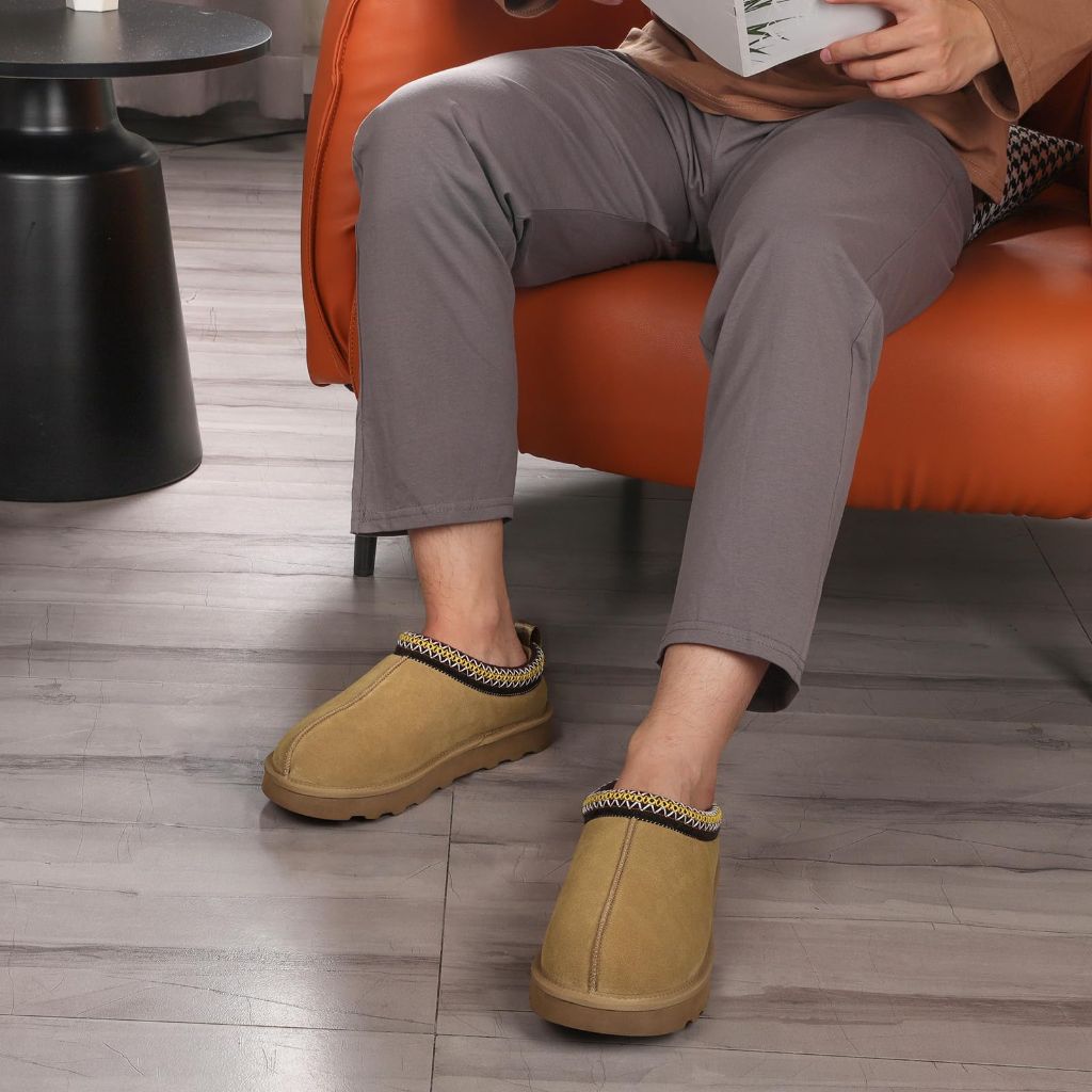 ATHMILE Mens Slippers, Chestnut - Size 9