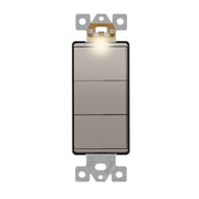 LIDER Minimalist Design Lighted Triple Switch, Matte Nickel, 1-Pack