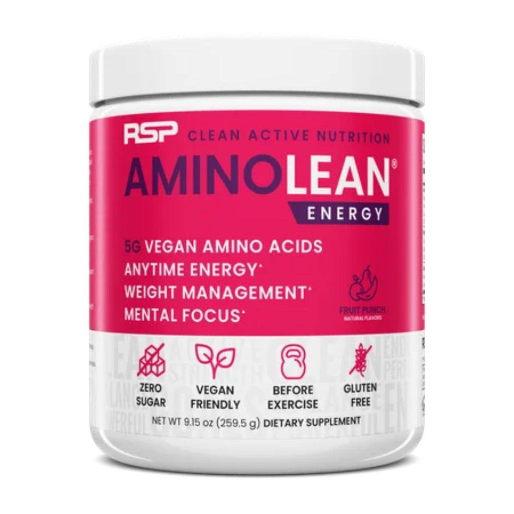 RSP Nutrition AminoLean Pre Workout Powder with BCAAs  Amino Energy for Lean Muscle  Fruit Punch Flavor  30 Servings