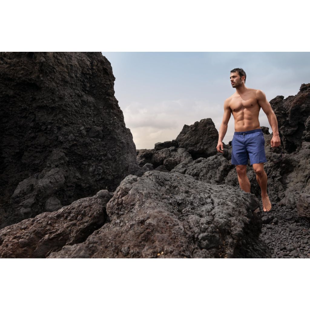 ARENA Men's Evo Solid Beach Boxer with Pockets Anti-Chafe Mesh, Navy, Large