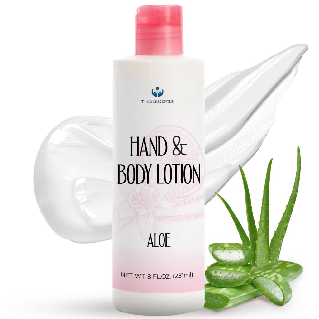 TenderGentle Aloe Lotion for Hands and Body - 8 oz of Aloe Vera Lotion for Dry Skin