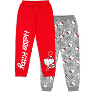 Hello Kitty Sanrio 2 Pack Fleece Pants for Toddler and Big Kids Red/Grey, Size 6X Girl Clothes