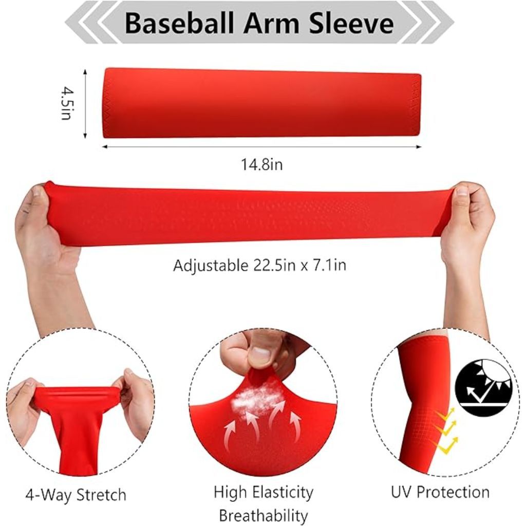 Youth 2 Pairs Baseball/Softball Socks, Belt, Arm Sleeve Combo Set - Orange, Ages 8-12 Years