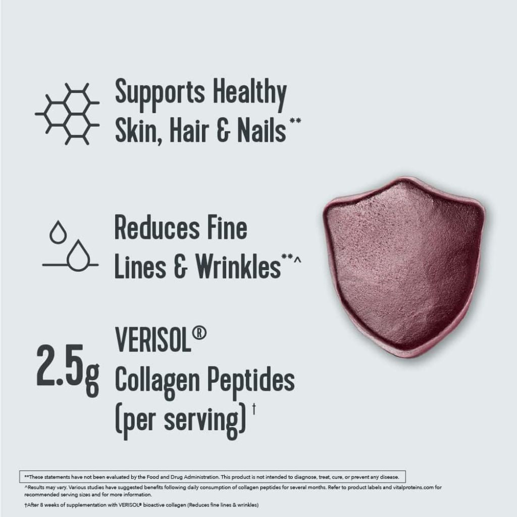 Vital Proteins Collagen Gummies, 2.5g of Clinically-Tested Collagen for Hair, Skin, Nails & Wrinkles, 120 ct, 30-Day Supply, Grape Flavor