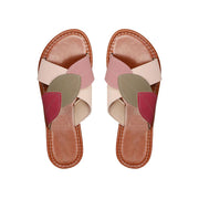 WDIRARA Women's Boho Flat Sandals, Mexican Vacation Criss Cross Slides Shoes, Beige 7.5