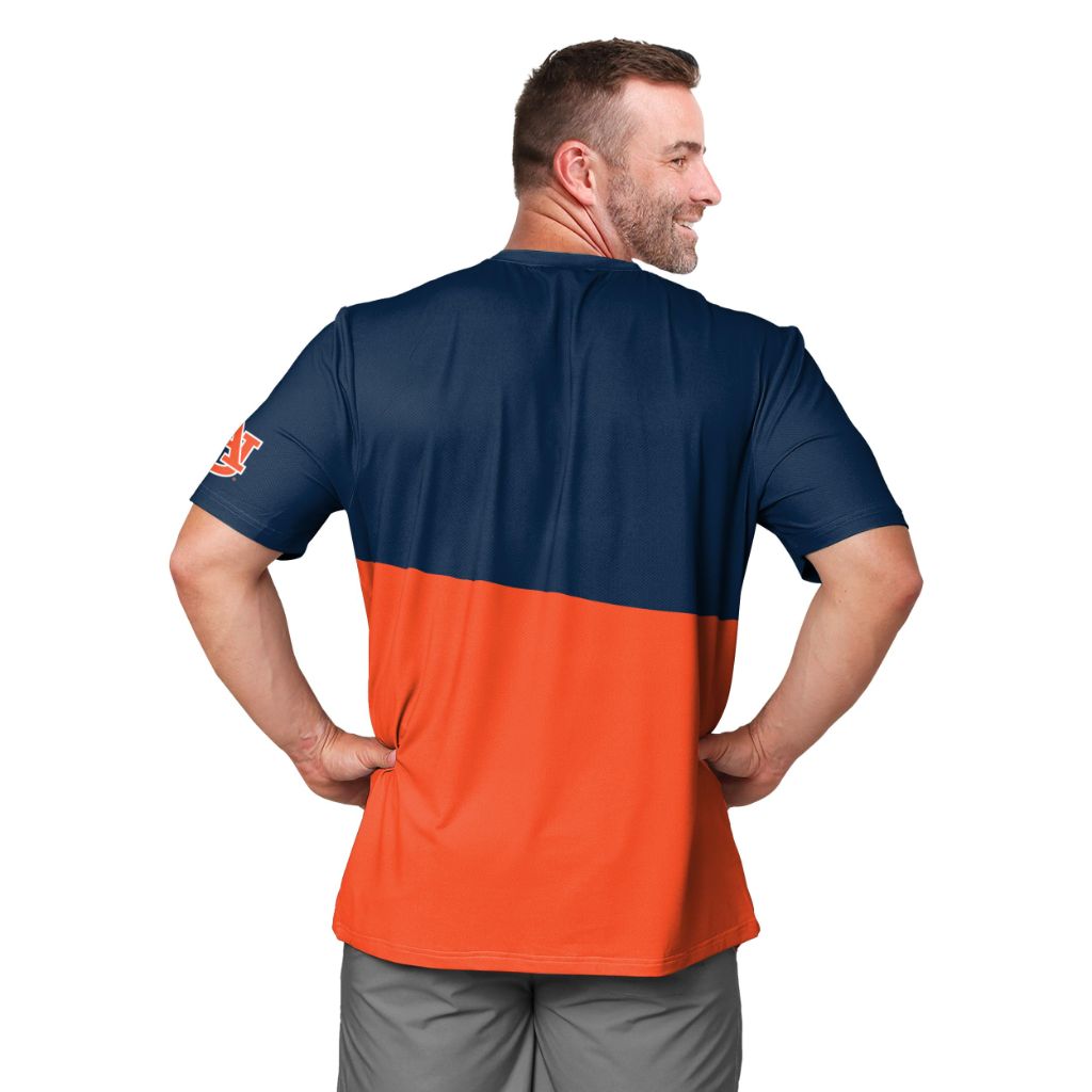 FOCO Auburn Tigers NCAA Mens Cropped Big Logo Colorblock Rash Guard - M