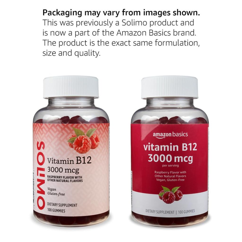 Amazon Basics Vitamin B12 3000 mcg Gummies - Raspberry, 100ct
