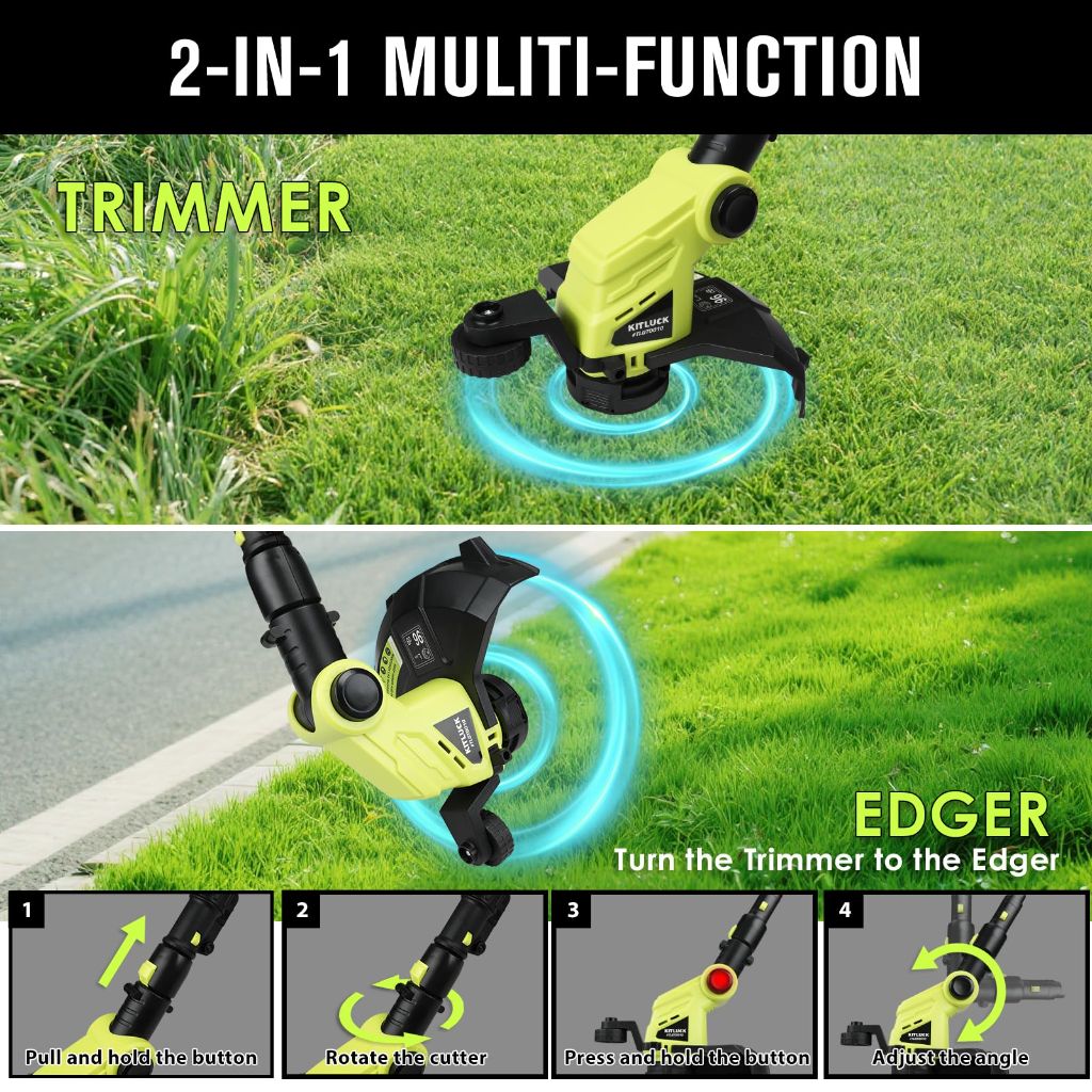 KITLUCK 20V String Trimmer, Electric Lawn Mower Weed Cutter with Auto Line Feed