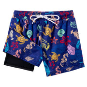 SZ 7-8Y, Angel season Boy Swimsuit Boys Compression Shorts | Blue Dinosaur