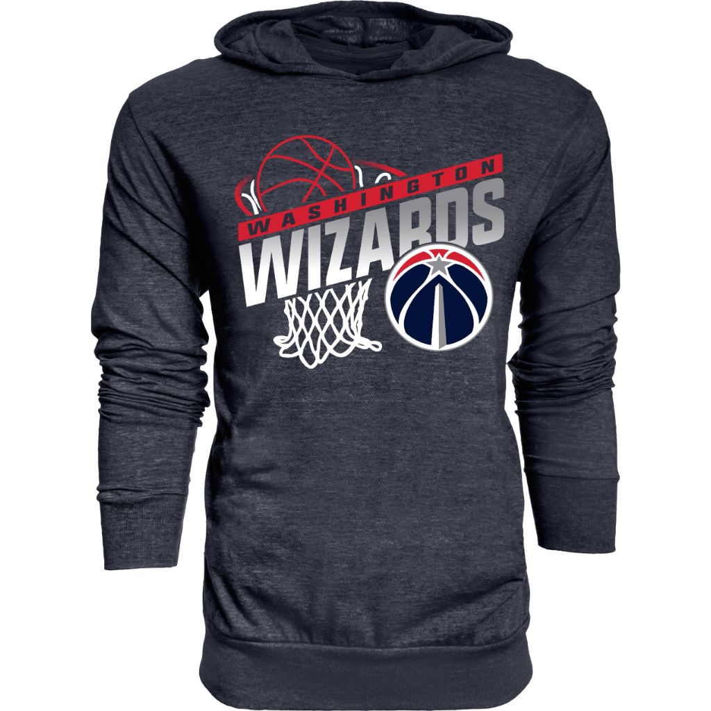 Washington Wizards NBA Officially Licensed Youth Tri-Blend Hooded Long Sleeve T-Shirt Hoop Team Color, Large