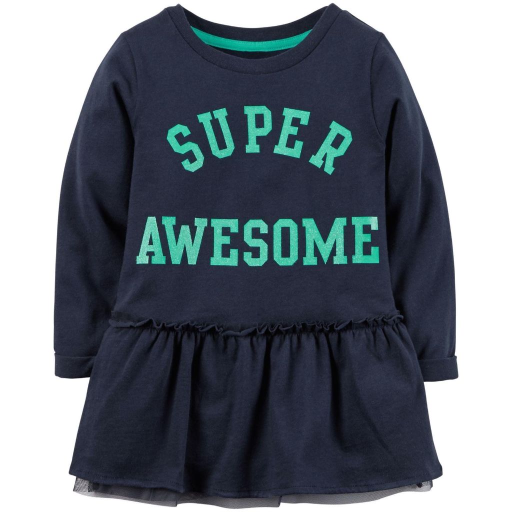 Carter's Baby Girls' Slogan Tunic (Bay) - Super Awesome - 24M