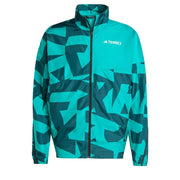 Adidas Men's Terrex Multi Printed Trail Running Wind Jacket, Pure Teal/Aurora Ivy, Small