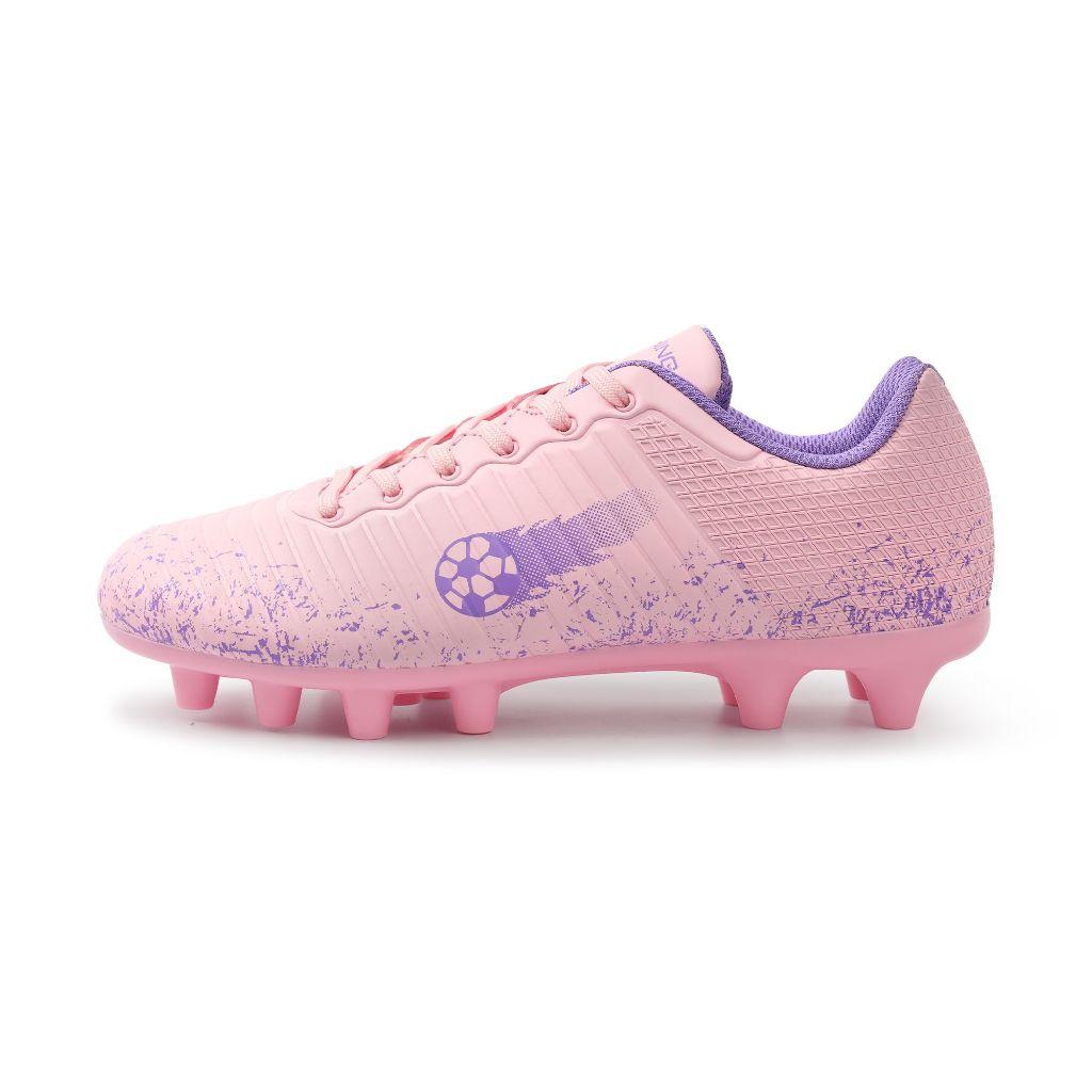 FEETHING Boys Girls Soccer Cleats Firm Ground Youth Football Cleats Pink,4 Big Kid