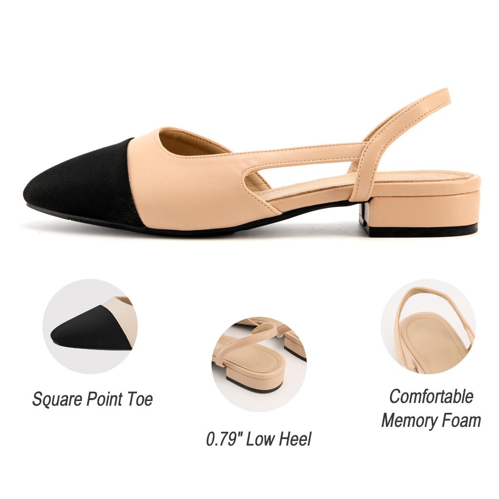 SZ 8.5,  MoHern Slingback Flats for Women | Apricot