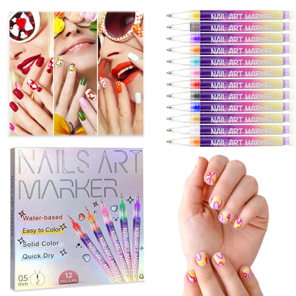 Nail Art Pen 12 Colorful Nail Art Markers Set (12 Pcs)