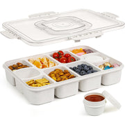 Caperci Snackle Box Large 10-Compartment Divided Serving Tray with Lid and Handle