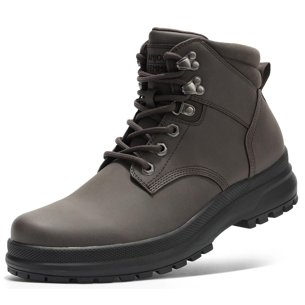 ANJOUFEMME Men's Winter Hiking Boots, Lightweight Ankle Support (Brown 10.5)