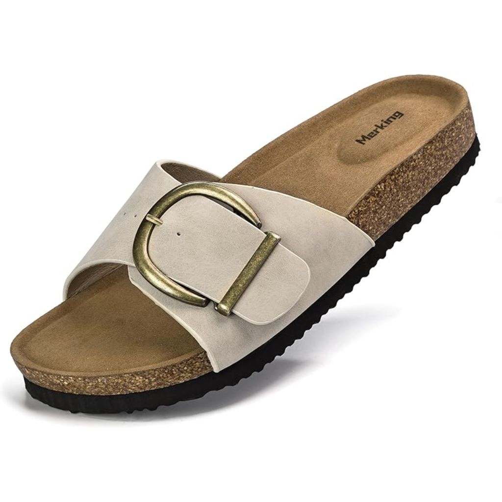 Women's Cork Footed Sandals, Beige - size 7