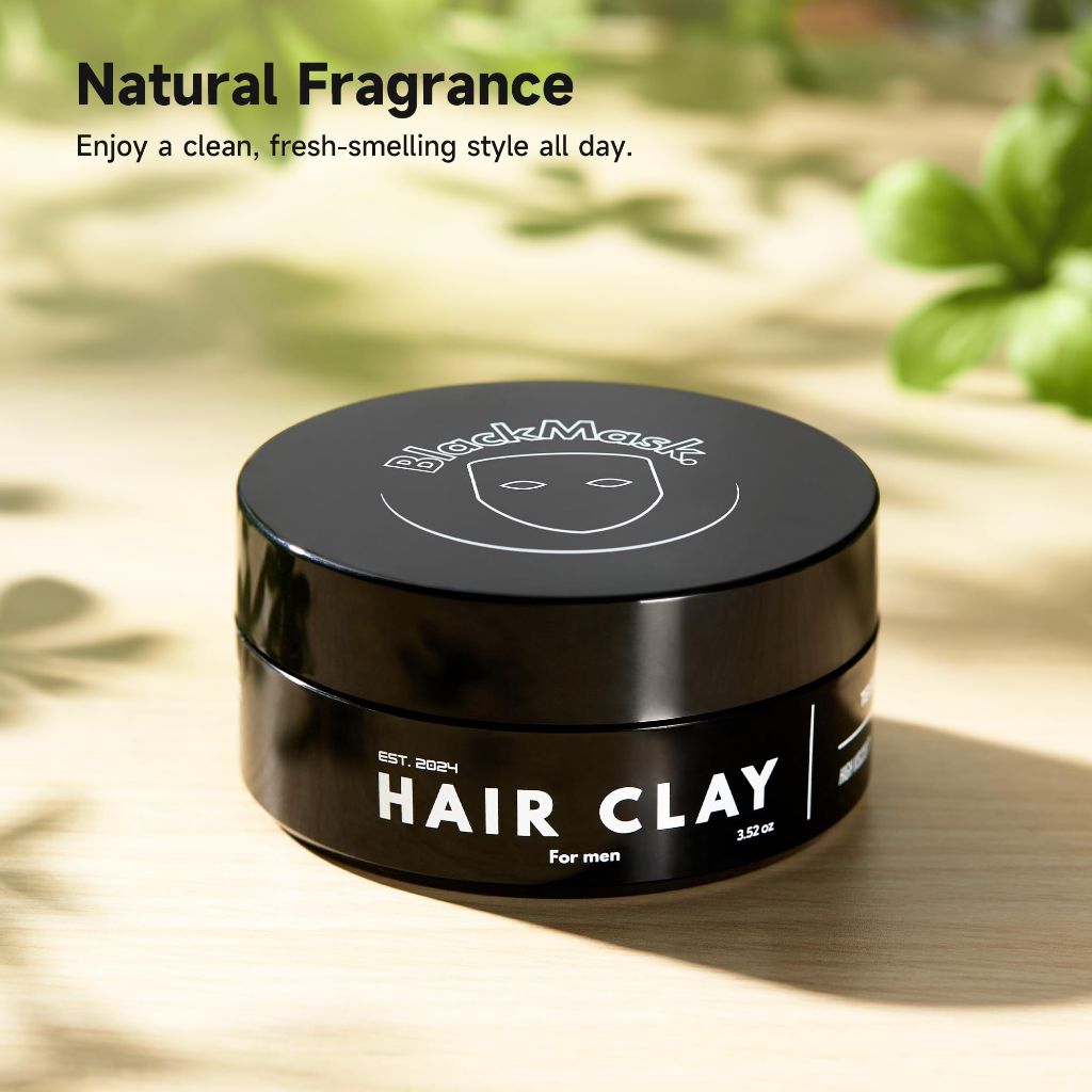 BlackMask Hair Clay for Men (3.52 oz) Matte Finish with Strong Hold