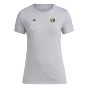 adidas Women's Local Stoic Short Sleeve Pre-Game T-Shirt - Portland Timbers, Gray Heather (Large Tall)