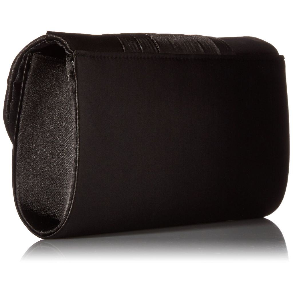 Jessica McClintock Women's Angel Satin Tuxedo Flap Evening Clutch, Black, One Size
