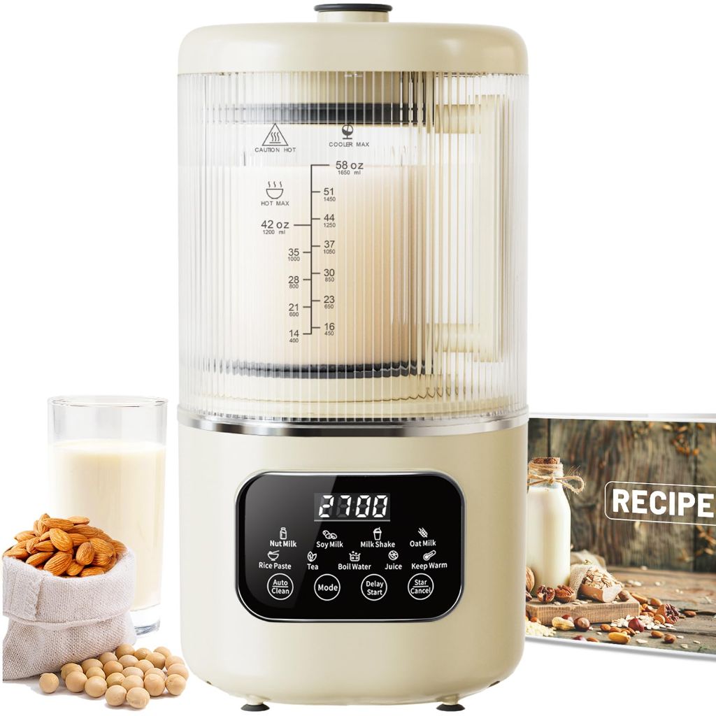 58oz Nut Milk Maker Machine, 10 in 1 Automatic Nut Milk Maker with 20 Blades, LED Display